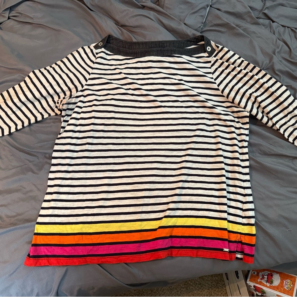 Tommy Hilfiger Black and White 3/4 Sleeve Boxy Blouse